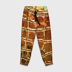 Детские брюки 3D с принтом Золотая кожа в Санкт-Петербурге, 100% полиэстер | манжеты по низу, эластичный пояс регулируется шнурком, по бокам два кармана без застежек, внутренняя часть кармана из мелкой сетки | металлик | текстура
