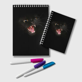 Блокнот с принтом Чёрный кот в Санкт-Петербурге, 100% бумага | 48 листов, плотность листов — 60 г/м2, плотность картонной обложки — 250 г/м2. Листы скреплены удобной пружинной спиралью. Цвет линий — светло-серый
 | Тематика изображения на принте: киска | кот | кошка