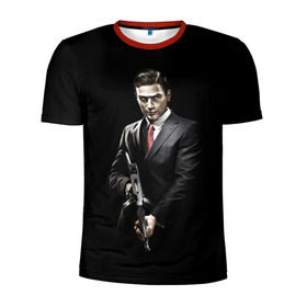 Мужская футболка 3D спортивная с принтом Mafia в Санкт-Петербурге, 100% полиэстер с улучшенными характеристиками | приталенный силуэт, круглая горловина, широкие плечи, сужается к линии бедра | gta | mafia