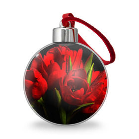 Ёлочный шар с принтом Тюльпаны в Санкт-Петербурге, Пластик | Диаметр: 77 мм | букет | красота | поле | природа | тюльпаны | цветы