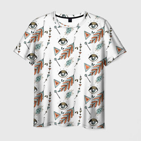 Мужская футболка 3D с принтом Магия в Санкт-Петербурге, 100% полиэфир | прямой крой, круглый вырез горловины, длина до линии бедер | алхимия | глаза | кристаллы | перья | треугольник