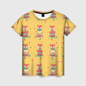 Женская футболка 3D с принтом Танцующие лисы в Санкт-Петербурге, 100% полиэфир ( синтетическое хлопкоподобное полотно) | прямой крой, круглый вырез горловины, длина до линии бедер | fox | животные | лисы | танцы