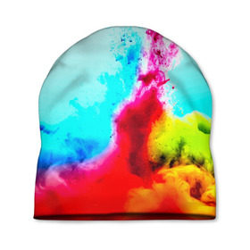 Шапка 3D с принтом Палитра красок в Санкт-Петербурге, 100% полиэстер | универсальный размер, печать по всей поверхности изделия | абстракция | абстракция красок | брызги | краска | цветные