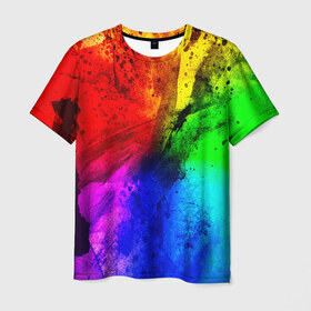 Мужская футболка 3D с принтом Grunge paint в Санкт-Петербурге, 100% полиэфир | прямой крой, круглый вырез горловины, длина до линии бедер | абстракция | абстракция красок | арт | брызги | краска | цветные