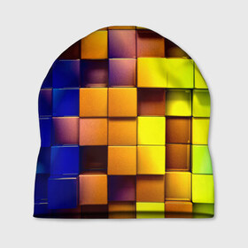 Шапка 3D с принтом Кубики в Санкт-Петербурге, 100% полиэстер | универсальный размер, печать по всей поверхности изделия | квадраты | паттерн | текстура | цветной | яркий