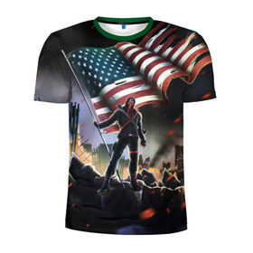 Мужская футболка 3D спортивная с принтом Homefront: The Revolution в Санкт-Петербурге, 100% полиэстер с улучшенными характеристиками | приталенный силуэт, круглая горловина, широкие плечи, сужается к линии бедра | america | homefront | revolution | usa | америка | революция | сша | хоумфронт