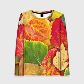 Женский лонгслив 3D с принтом Осень в Санкт-Петербурге, 100% полиэстер | длинные рукава, круглый вырез горловины, полуприлегающий силуэт | Тематика изображения на принте: берёза | дары осени | жёлтый | зелёный | золотой | краски | красный | красота | листва | листья | наряд | оранжевый | осень | осина | покров | природа