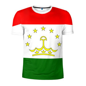 Мужская футболка 3D спортивная с принтом Таджикистан в Санкт-Петербурге, 100% полиэстер с улучшенными характеристиками | приталенный силуэт, круглая горловина, широкие плечи, сужается к линии бедра | нации | страна | флаг