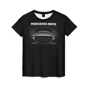 Женская футболка 3D с принтом Мерседес в Санкт-Петербурге, 100% полиэфир ( синтетическое хлопкоподобное полотно) | прямой крой, круглый вырез горловины, длина до линии бедер | mercedes benz | авто | автомобиль | мерседес