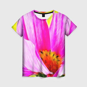 Женская футболка 3D с принтом Цветы в Санкт-Петербурге, 100% полиэфир ( синтетическое хлопкоподобное полотно) | прямой крой, круглый вырез горловины, длина до линии бедер | арт | красота | природа | цветы