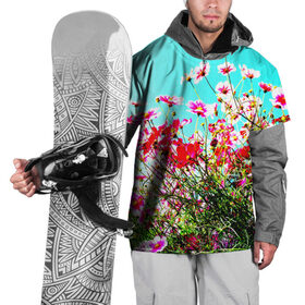 Накидка на куртку 3D с принтом Поле цветов в Санкт-Петербурге, 100% полиэстер |  | луг | пейзаж | розовый
