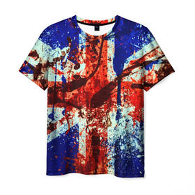 Мужская футболка 3D с принтом Англия в Санкт-Петербурге, 100% полиэфир | прямой крой, круглый вырез горловины, длина до линии бедер | британия | кляксы | краска | флаг
