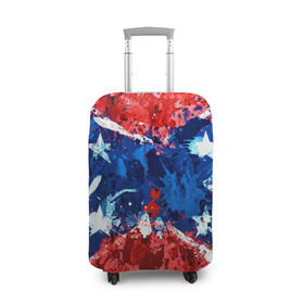 Чехол для чемодана 3D с принтом Флаг в Санкт-Петербурге, 86% полиэфир, 14% спандекс | двустороннее нанесение принта, прорези для ручек и колес | звезды | конфедерация | краска | красный | флаг