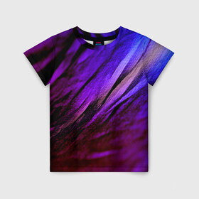 Детская футболка 3D с принтом Фиолетовый в Санкт-Петербурге, 100% гипоаллергенный полиэфир | прямой крой, круглый вырез горловины, длина до линии бедер, чуть спущенное плечо, ткань немного тянется | Тематика изображения на принте: волна | текстура | фиолетовый