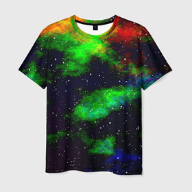 Мужская футболка 3D с принтом Grunge в Санкт-Петербурге, 100% полиэфир | прямой крой, круглый вырез горловины, длина до линии бедер | звезды | космос | разноцветный | туманность