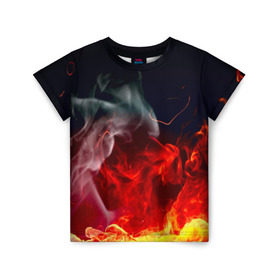 Детская футболка 3D с принтом Огонь в Санкт-Петербурге, 100% гипоаллергенный полиэфир | прямой крой, круглый вырез горловины, длина до линии бедер, чуть спущенное плечо, ткань немного тянется | fire | красный | пожар | черный