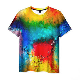 Мужская футболка 3D с принтом Абстракция красок в Санкт-Петербурге, 100% полиэфир | прямой крой, круглый вырез горловины, длина до линии бедер | абстракция | абстракция красок | брызги | краска | цветные