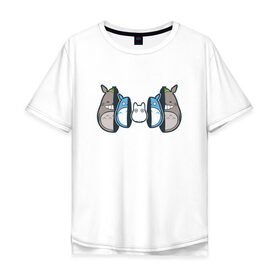 Мужская футболка хлопок Oversize с принтом Totoro в Санкт-Петербурге, 100% хлопок | свободный крой, круглый ворот, “спинка” длиннее передней части | anime | totoro | матрешка | миядзаки | тоторо | хаяо