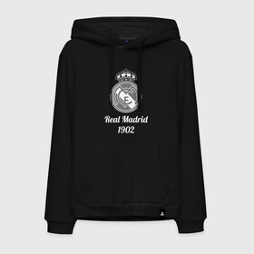 Мужская толстовка хлопок с принтом FC Real Madrid в Санкт-Петербурге, френч-терри, мягкий теплый начес внутри (100% хлопок) | карман-кенгуру, эластичные манжеты и нижняя кромка, капюшон с подкладом и шнурком | 