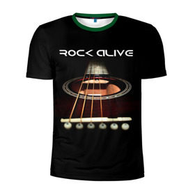 Мужская футболка 3D спортивная с принтом ROCK ALIVE в Санкт-Петербурге, 100% полиэстер с улучшенными характеристиками | приталенный силуэт, круглая горловина, широкие плечи, сужается к линии бедра | rock | рок | рок жив | рок музыка | русский рок