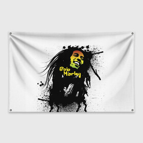 Флаг-баннер с принтом Bob Marley в Санкт-Петербурге, 100% полиэстер | размер 67 х 109 см, плотность ткани — 95 г/м2; по краям флага есть четыре люверса для крепления | Тематика изображения на принте: bob marley | боб марли | музыка | регги | ямайка