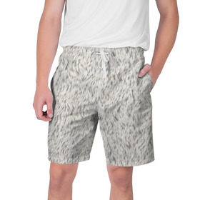 Мужские шорты 3D с принтом Белый мех в Санкт-Петербурге,  полиэстер 100% | прямой крой, два кармана без застежек по бокам. Мягкая трикотажная резинка на поясе, внутри которой широкие завязки. Длина чуть выше колен | шерсть
