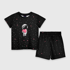 Детский костюм с шортами 3D с принтом Космонавт 4 в Санкт-Петербурге,  |  | astro | moon | space monkey | star | stars | астронавт | звезды | земля | космонавт | космос | луна | скафандр