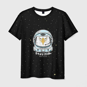 Мужская футболка 3D с принтом Космонавт 7 в Санкт-Петербурге, 100% полиэфир | прямой крой, круглый вырез горловины, длина до линии бедер | astro | moon | space monkey | star | stars | астронавт | животные | звезды | земля | космонавт | космос | луна | скафандр
