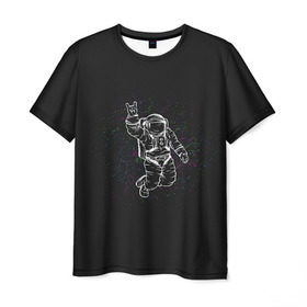 Мужская футболка 3D с принтом Космонавт 9 в Санкт-Петербурге, 100% полиэфир | прямой крой, круглый вырез горловины, длина до линии бедер | astro | moon | space monkey | star | stars | астронавт | звезды | земля | космонавт | космос | луна | скафандр