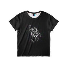 Детская футболка 3D с принтом Космонавт 9 в Санкт-Петербурге, 100% гипоаллергенный полиэфир | прямой крой, круглый вырез горловины, длина до линии бедер, чуть спущенное плечо, ткань немного тянется | astro | moon | space monkey | star | stars | астронавт | звезды | земля | космонавт | космос | луна | скафандр
