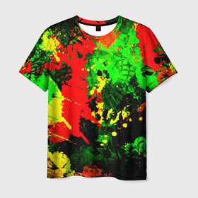 Мужская футболка 3D с принтом Пятна красок в Санкт-Петербурге, 100% полиэфир | прямой крой, круглый вырез горловины, длина до линии бедер | брызги | кляксы | разноцветный | яркий