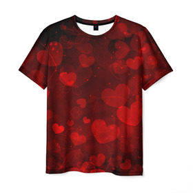 Мужская футболка 3D с принтом Сердечко в Санкт-Петербурге, 100% полиэфир | прямой крой, круглый вырез горловины, длина до линии бедер | 14 февраля | красная | любовь | сердце