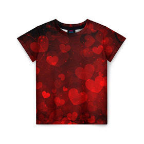 Детская футболка 3D с принтом Сердечко в Санкт-Петербурге, 100% гипоаллергенный полиэфир | прямой крой, круглый вырез горловины, длина до линии бедер, чуть спущенное плечо, ткань немного тянется | 14 февраля | красная | любовь | сердце