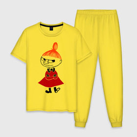 Мужская пижама хлопок с принтом Малышка Мю в Санкт-Петербурге, 100% хлопок | брюки и футболка прямого кроя, без карманов, на брюках мягкая резинка на поясе и по низу штанин
 | муми тролль