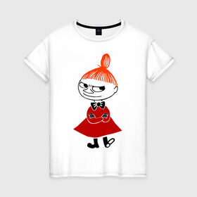 Женская футболка хлопок с принтом Малышка Мю в Санкт-Петербурге, 100% хлопок | прямой крой, круглый вырез горловины, длина до линии бедер, слегка спущенное плечо | муми тролль