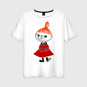 Женская футболка хлопок Oversize с принтом Малышка Мю в Санкт-Петербурге, 100% хлопок | свободный крой, круглый ворот, спущенный рукав, длина до линии бедер
 | муми тролль
