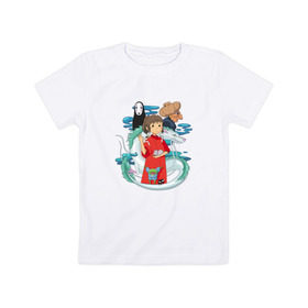 Детская футболка хлопок с принтом Унесенный призраками в Санкт-Петербурге, 100% хлопок | круглый вырез горловины, полуприлегающий силуэт, длина до линии бедер | безликий | тихиро | хаку | юбаба