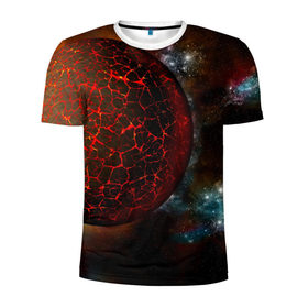 Мужская футболка 3D спортивная с принтом Вселенная в Санкт-Петербурге, 100% полиэстер с улучшенными характеристиками | приталенный силуэт, круглая горловина, широкие плечи, сужается к линии бедра | взрыв | вселенная | гравитация | космос | лава | планета