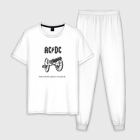 Мужская пижама хлопок с принтом AC/DC в Санкт-Петербурге, 100% хлопок | брюки и футболка прямого кроя, без карманов, на брюках мягкая резинка на поясе и по низу штанин
 | ac dc | acdc