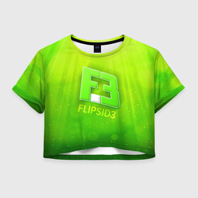 Женская футболка 3D укороченная с принтом flipsid3 3 в Санкт-Петербурге, 100% полиэстер | круглая горловина, длина футболки до линии талии, рукава с отворотами | flipsid