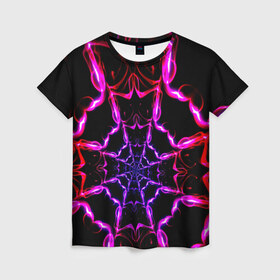 Женская футболка 3D с принтом Паутина в Санкт-Петербурге, 100% полиэфир ( синтетическое хлопкоподобное полотно) | прямой крой, круглый вырез горловины, длина до линии бедер | калейдоскоп | разноцветный | яркий