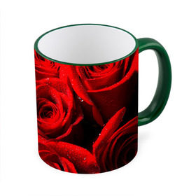 Кружка 3D с принтом Розы в Санкт-Петербурге, керамика | ёмкость 330 мл | красная | роза | роса | цветок