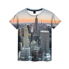 Женская футболка 3D с принтом Америка в Санкт-Петербурге, 100% полиэфир ( синтетическое хлопкоподобное полотно) | прямой крой, круглый вырез горловины, длина до линии бедер | america | empire state building | new york | usa | америка | высотки | мегаполис | нью йорк | сша | штаты