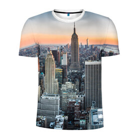 Мужская футболка 3D спортивная с принтом Америка в Санкт-Петербурге, 100% полиэстер с улучшенными характеристиками | приталенный силуэт, круглая горловина, широкие плечи, сужается к линии бедра | america | empire state building | new york | usa | америка | высотки | мегаполис | нью йорк | сша | штаты