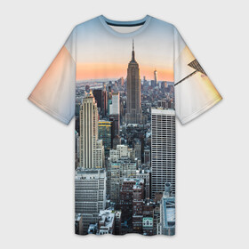 Платье-футболка 3D с принтом Америка в Санкт-Петербурге,  |  | america | empire state building | new york | usa | америка | высотки | мегаполис | нью йорк | сша | штаты