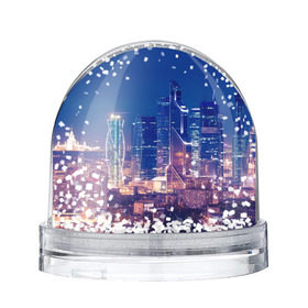 Снежный шар с принтом Ночная Москва в Санкт-Петербурге, Пластик | Изображение внутри шара печатается на глянцевой фотобумаге с двух сторон | город | москва сити | пейзаж