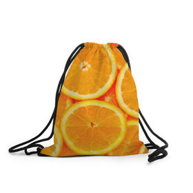 Рюкзак-мешок 3D с принтом Апельсины в Санкт-Петербурге, 100% полиэстер | плотность ткани — 200 г/м2, размер — 35 х 45 см; лямки — толстые шнурки, застежка на шнуровке, без карманов и подкладки | апельсин | долька | цитрус