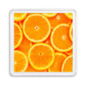 Магнит 55*55 с принтом Апельсины в Санкт-Петербурге, Пластик | Размер: 65*65 мм; Размер печати: 55*55 мм | апельсин | долька | цитрус