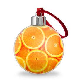 Ёлочный шар с принтом Апельсины в Санкт-Петербурге, Пластик | Диаметр: 77 мм | апельсин | долька | цитрус