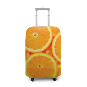 Чехол для чемодана 3D с принтом Апельсины в Санкт-Петербурге, 86% полиэфир, 14% спандекс | двустороннее нанесение принта, прорези для ручек и колес | апельсин | долька | цитрус